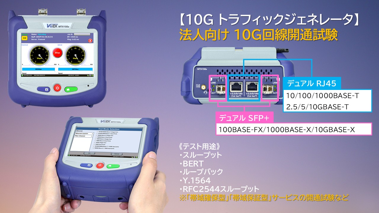 【MTX150x】VeEX製　1G/10G対応 トラフィックジェネレータ